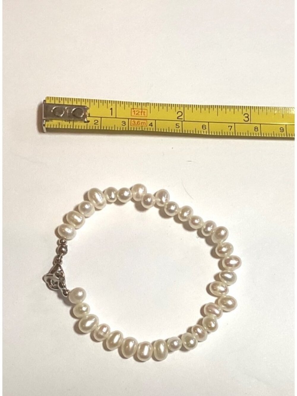 Freshwater Pearl Bracelet,Lobster Clasp,7 Inch,White Pearls & Silver-Tone